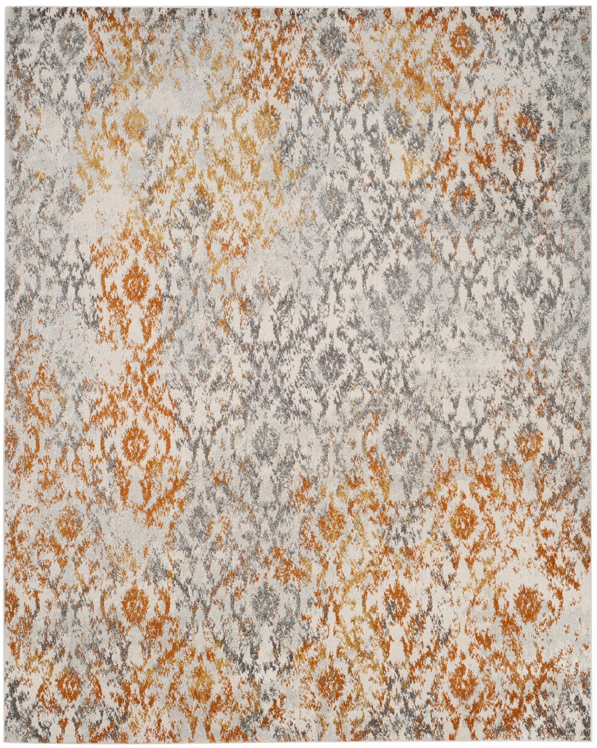 SAFAVIEH Madison Collection 9' x 12' Cream Orange MAD608K Boho Chic Distressed Non-Shedding Living Room Bedroom Dining Home Office Area Rug