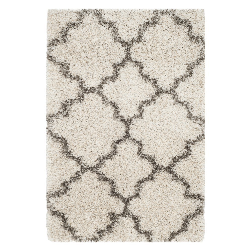 SAFAVIEH Hudson Shag Collection Runner Rug - 2'3" x 6', Ivory & Grey, Moroccan Trellis Design, Non-Shedding & Easy Care, 2-inch Thick Ideal for High Traffic Areas in Living Room, Bedroom (SGH282A)