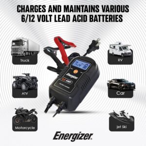 ENERGIZER 4-Amp 6V/12V Auto Charger, 9-Step Smart Battery Maintainer, Trickle Charger w/ LCD Display