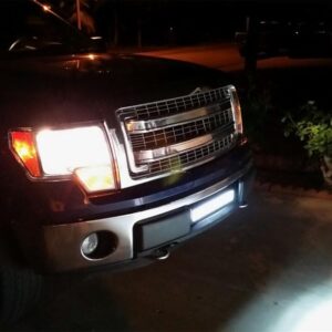 iJDMTOY Lower Grille Mount LED Light Bar Kit Compatible with 2009-14 Ford F-150 or Raptor, Includes (1) 96W High Power LED Lightbar, Lower Bumper Opening Mounting Brackets & On/Off Switch Wiring Kit