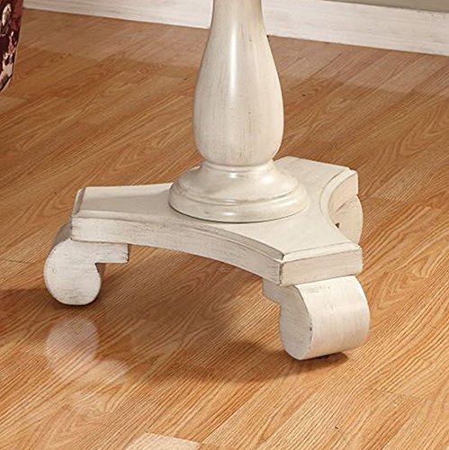 Roundhill Furniture Rene Round Wood Pedestal Side Table, Single, Antique White