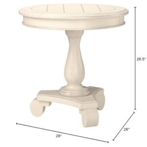 Roundhill Furniture Rene Round Wood Pedestal Side Table, Single, Antique White