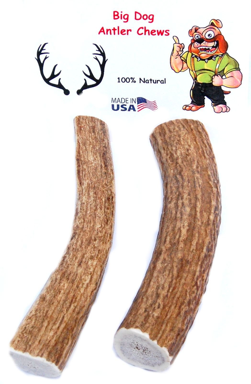 Big Dog Antler Chews - Extra Large 2-Pack Elk Antler Dog Chews, 6 Inches to 10 inches Long, for Medium to Large Dogs and Puppies