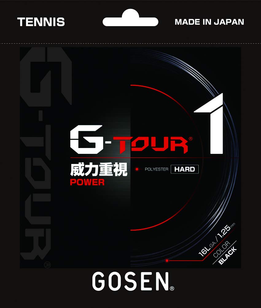 GOSEN G-Tour 1, 16L Black 40' Super Power, HPP Polyester Silicone oil coated, Tennis String