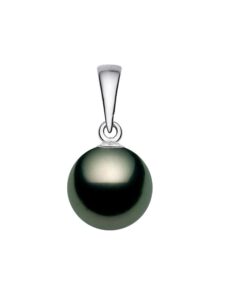 14k white gold black tahitian cultured pearl pendant for women aa+ quality (11-12mm) - premiumpearl