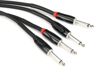 roland black series interconnect cable, dual 1/4-inch to 1/4-inch, 10-feet