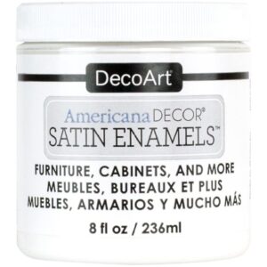 decoart satin enamels acrylic paint, 8 fl. oz. jar, pure white (pack of 1)