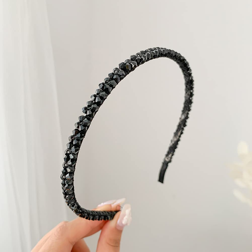 Ruihfas 6Pcs Bling Bling Double Rows Crystal Rhinestone Headband for Women Girls Thin Hair Hoop Fashion