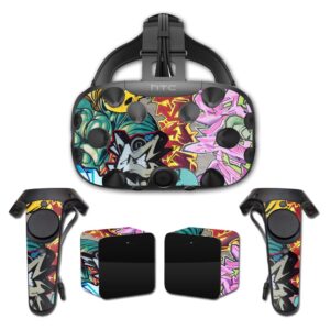 mightyskins skin compatible with htc vive full coverage - graffiti wild styles | protective, durable, and unique vinyl decal wrap cover | easy to apply, remove, and change styles | made in the usa