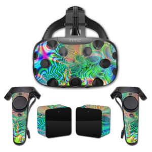 mightyskins skin compatible with htc vive full coverage - psychedelic | protective, durable, and unique vinyl decal wrap cover | easy to apply, remove, and change styles | made in the usa