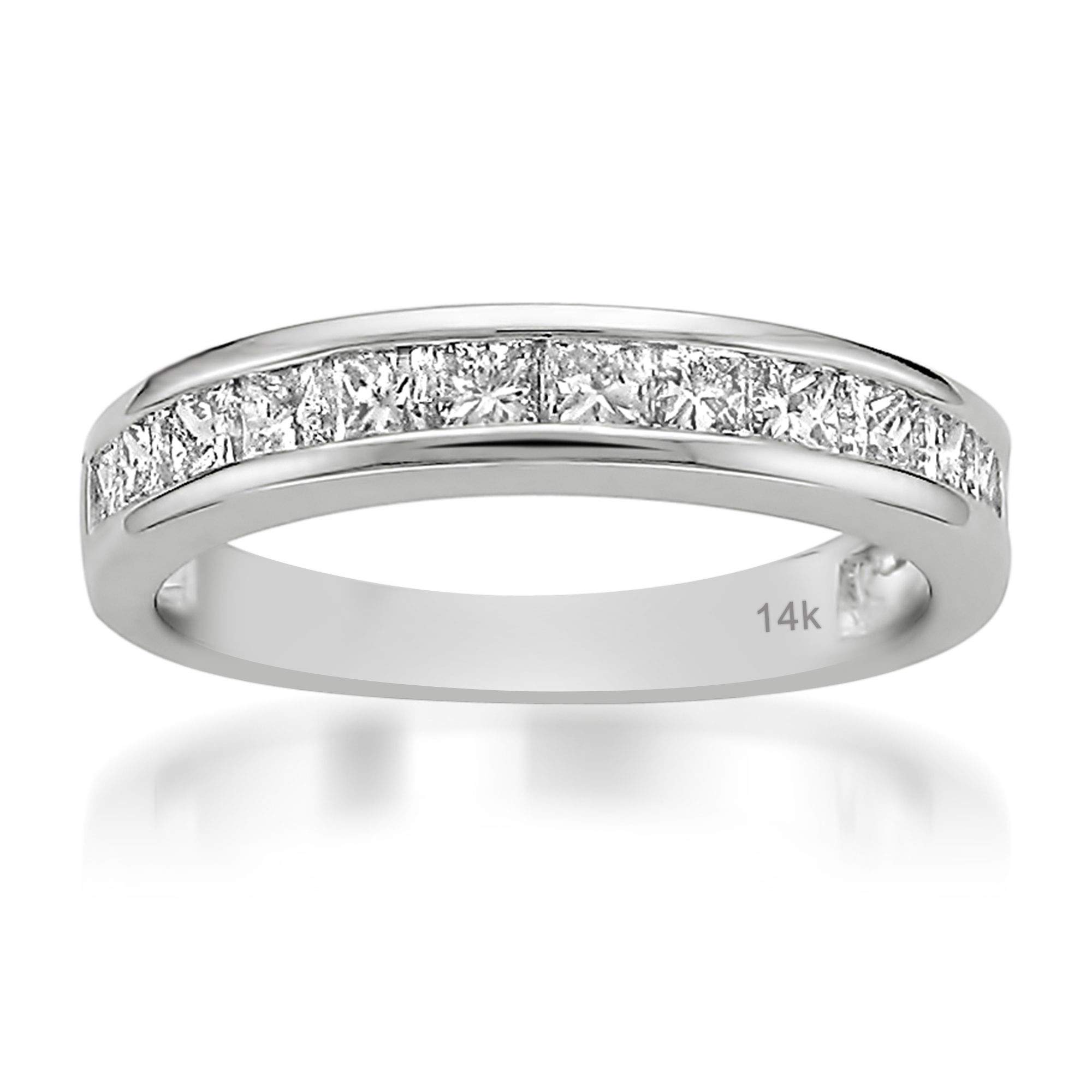 La4ve Diamonds Beyond Brilliance 1.00 Carat Channel Set Princess Cut Diamond Wedding Band Ring in 14K White Gold (I-J, I2-I3)