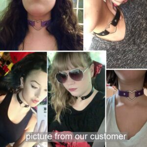 FIBO STEEL Womens Mens Leather Necklace Choker Necklace Heart Punk Goth Style Adjustable 4 Pcs