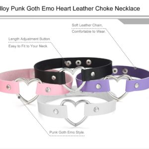 FIBO STEEL Womens Mens Leather Necklace Choker Necklace Heart Punk Goth Style Adjustable 4 Pcs