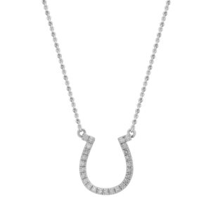 Dazzlingrock Collection 0.22 Carat (ctw) Round White Diamond Horseshoe Pendant with 18 inch Silver Chain for Women in 14K White Gold