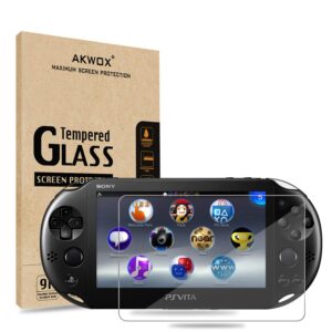 (pack of 2) screen protector for ps vita 2000, akwox premium hd clear 9h tempered glass screen protective film for sony playstation vita psv 2000-max clarity and touch accuracy film