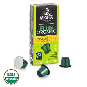 Nespresso Compatible Meseta Coffee Capsules . 100 Capsules of Gourmet Organic(European certified) 100% Arabica Coffee Espresso Compatible with Nespresso Machine