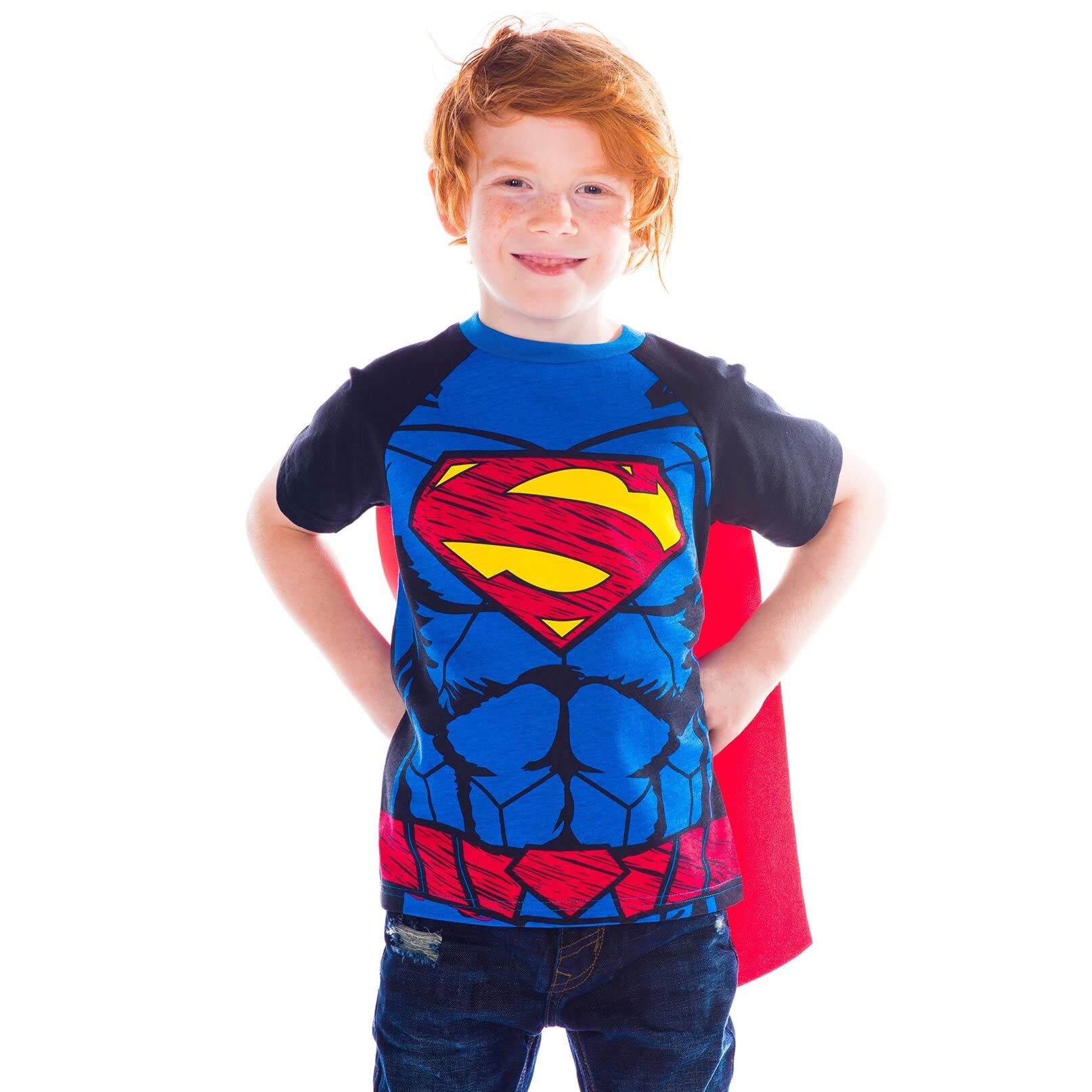 Warner Bros Little Boys' Toddler Superman Cape T-Shirt Set, Blue, 5T