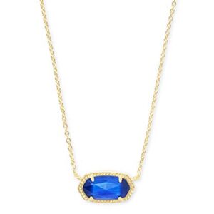 Kendra Scott Elisa Short Pendant Necklace for Women, Dainty Fashion Jewelry, 14k Gold-Plated Brass, Cobalt Cats Eye