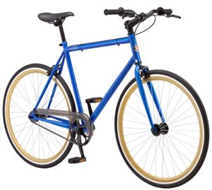 schwinn kedzie single-speed fixie road bike, lightweight frame for city riding,28 inches, blue