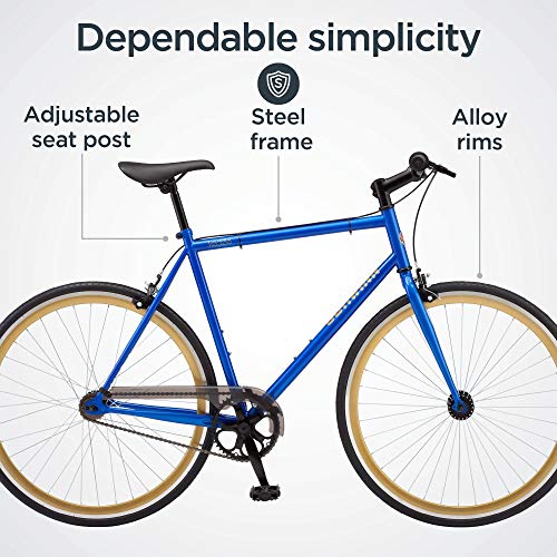 Schwinn Kedzie Single-Speed Fixie Road Bike, Lightweight Frame for City Riding,28 inches, Blue