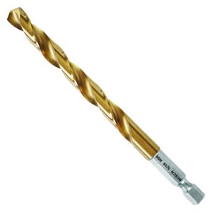 BOSCH TI2147IM 1-Piece 5/16 In. x 4-1/2 In. Titanium Nitride Coated Metal Drill Bit Impact Tough with Impact-Rated Hex Shank Ideal for Heavy-Gauge Carbon Steels, Light Gauge Metal, Hardwood