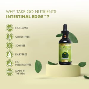 Go Nutrients Intestinal Edge (Non-GMO) Support Intestinal Health: Nourishing Digestive Wellness Vitality and Radiant Skin with Black Walnut Clove and Gentian Root All Ages 2.0 oz. | 24 Servings