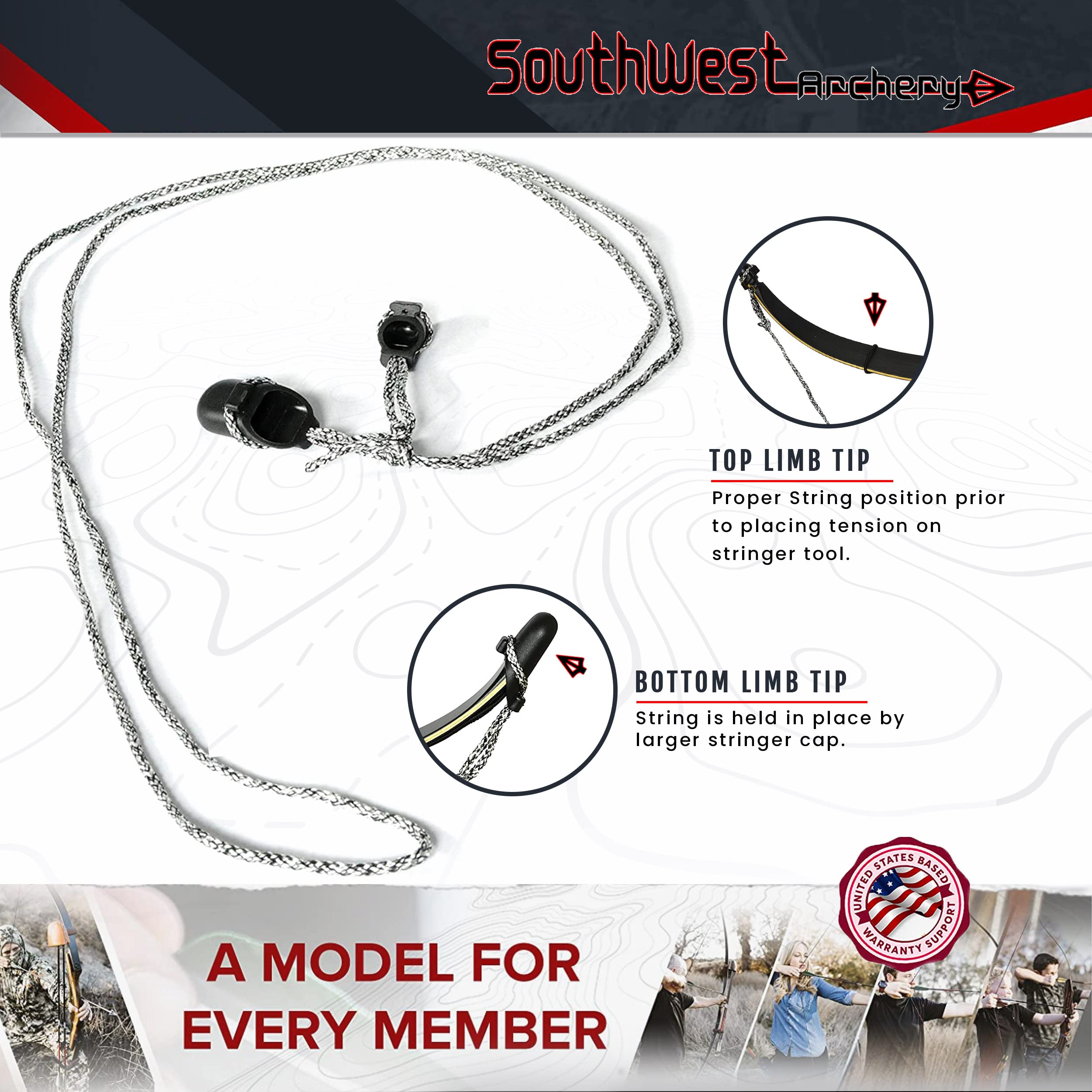 Southwest Archery Universal Recurve & Long Bow Stringer Tool – Instructional Video Link Included – Designed for All Bows Like The Samick Sage