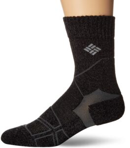 columbia men's hike crop crew socks, charcoal, small us