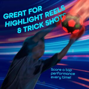 GlowCity Light Up LED Soccer Ball for Kids - Size 3, Black/Red