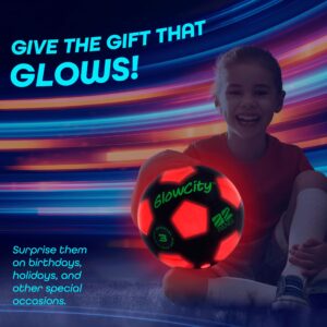 GlowCity Light Up LED Soccer Ball for Kids - Size 3, Black/Red