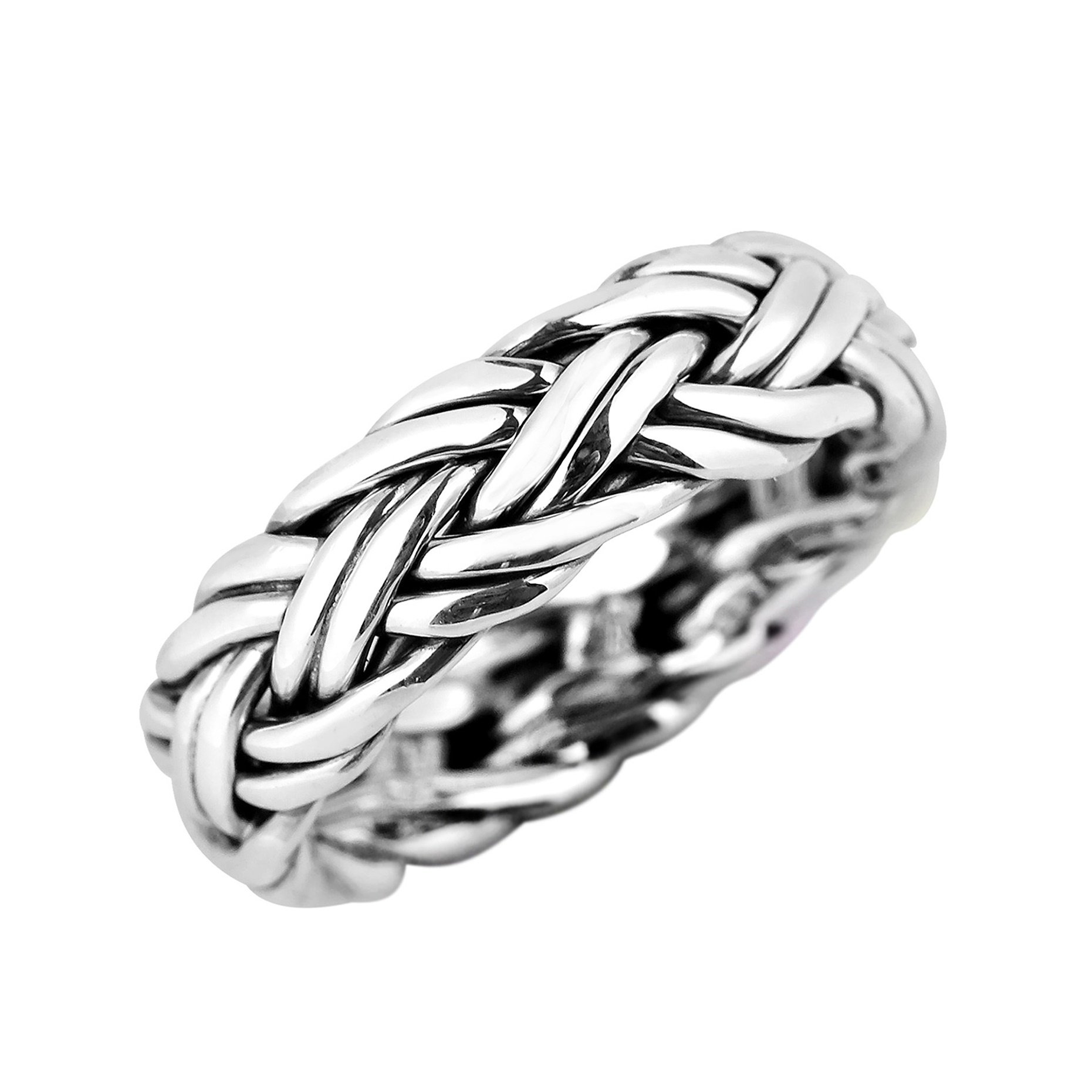 AeraVida Elegant Braided 7mm Band .925 Sterling Silver Ring | Statement Fashion, Promise Ring, Couple Unisex Ring | Jewelry Gift | Size 8