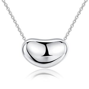 Ashley Jeweller .925 Sterling Silver Bean Charm Necklace Classic Forever