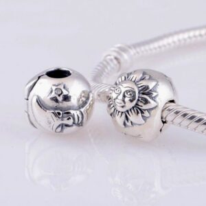 Sun Charm Moon Charm 925 Sterling Silver Clip Charm Lock Stopper Spacer Charm for Diy Charms Bracelet