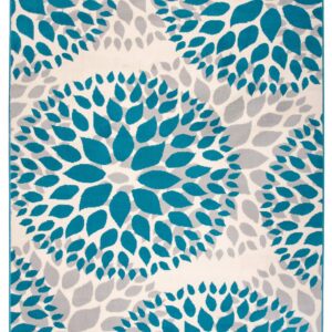 Rugshop Modern Floral Circles Design Easy Cleaning for Living Room,Bedroom,Home office,Kitchen Non Shedding Area Rug 5' x 7' Blue