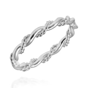 aeravida intricate braid stackable band .925 sterling silver ring | trendy stackable silver ring for women | size (9)