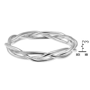 AeraVida Crown of Thorn Weave Wire Braid .925 Sterling Silver Band Ring (9) | Minimalist Stack Ring for Women | Fashion Jewelry