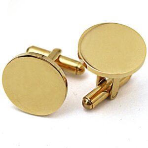 COUYA Stainless Steel 18k Gold Plated Round Cufflinks for Men's Shirt Wedding Business