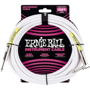 Ernie Ball Instrument Cable, Straight/Angle, 20ft, White (P06047)