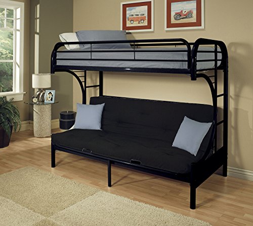 Acme Furniture Eclipse Twin XL Over Queen and Futon Bunk Bed in Black