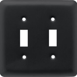 Franklin Brass Stamped Round (1-Pack) Decorative Light Switch Cover Matte Black 2-Gang Wall Plate Double Switch/Toggle Plate Covers Electrical Outlet Covers W10246-FB-C