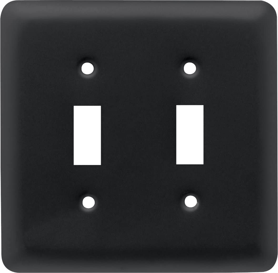 Franklin Brass Stamped Round (1-Pack) Decorative Light Switch Cover Matte Black 2-Gang Wall Plate Double Switch/Toggle Plate Covers Electrical Outlet Covers W10246-FB-C