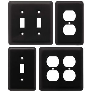 Franklin Brass Stamped Round (1-Pack) Decorative Light Switch Cover Wall Plates Matte Black 1-Gang Wall Plate Switch/Toggle Plate Guards Electrical Outlet Covers W10245-FB-C