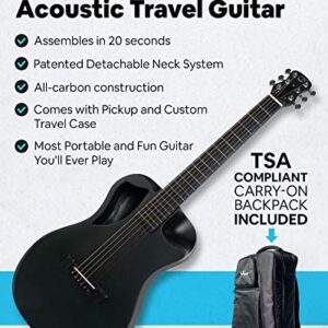 Journey Instruments Carbon Fiber Travel Guitar – OF660M Traveling Acoustic Guitar with Collapsible Patented System – Portable Backpack Case (Matte Black)