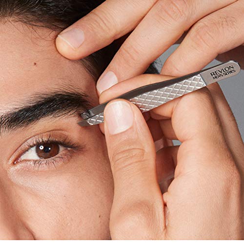 Revlon Eyebrow Hair Removal Tweezer, Men's Series, High Precision Tweezers for Men, 60% Larger Grip, Stainless Steel (Pack of 1)