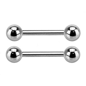 Pierced Owl 14GA EO Gas Sterilized Grade 23 Titanium Nipple Barbells, Sold as a Pair (14GA)