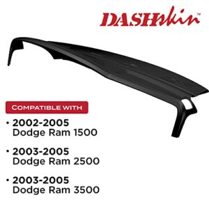 DashSkin One Piece Molded Dash Cover Cap Compatible with 2002-2005 Dodge Ram 1500 (2003-2005 Ram 2500/3500) Ram in Black - Easy Third Gen Ram Cracked Dashboard Fix