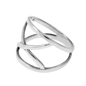 AeraVida Modern Infinite Loop Open X Orbit .925 Sterling Silver Band Ring | Wedding Rings For Women | Casual Fit Silver Rings for Women | Statement Fashion | Sterling Silver Rings Sizes 6-10 (8)