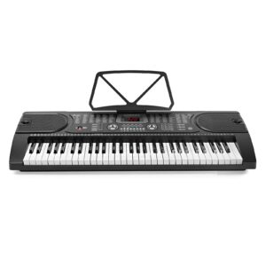 Hamzer 61-Key Electronic Piano Electric Organ Music Keyboard with Stand, Microphone, & Sticker Sheet - Black