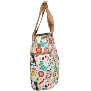 Lily Bloom Pattern 14 Inches Handbag for Women, Large Capacity Tote Bag Satchel Shoulder Bag