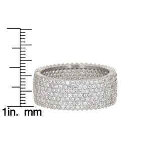 Sterling Silver 7 Row Pave Milgrain Cubic Zirconia Eternity Band Ring